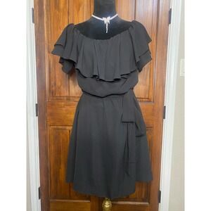 Black Spin Off The Shoulder and Ruffle Top For Spring/ Summer, Dress Size Large